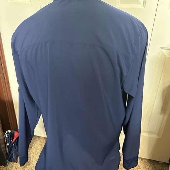 Adidas Aeroready Mens Large Blue Half Zip Windbreaker - Picture 2 of 5